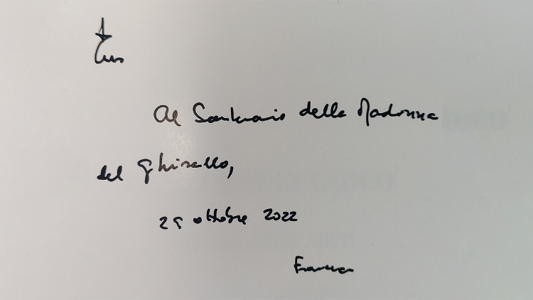 Tarjeta autografiada por el Papa Francisco para Athletica Vaticana