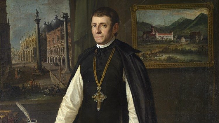 Johann Ladislaus Pyrker als Patriarch von Venedig, rechts im Bild: Stift Lilienfeld