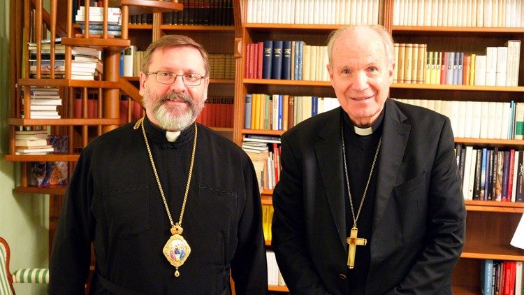 Kardinal Christoph Schönborn mit dem ukrainischen Großerzbischof Swjatoslaw Schewtschuk am 16.11.2022 in Wien