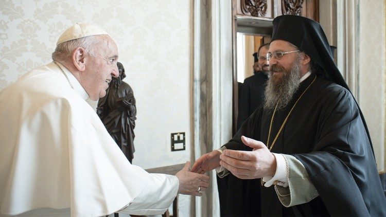 Папа Франциск с епископ Поликарп