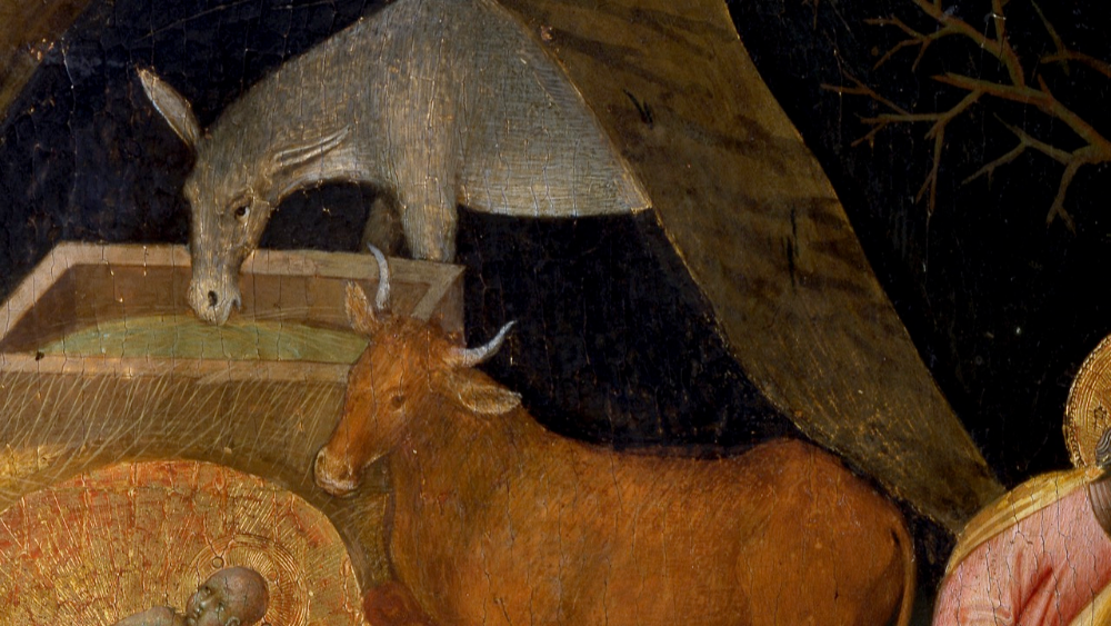 Giovanni di Paolo (Siena ca. 1395/1400 - 1482), Nativity and the apparition to the shepherds; panel of a predella; ca. 1440; tempera on wood; 39.5 x 46.6 x 3 (detail); ? Musei Vaticani