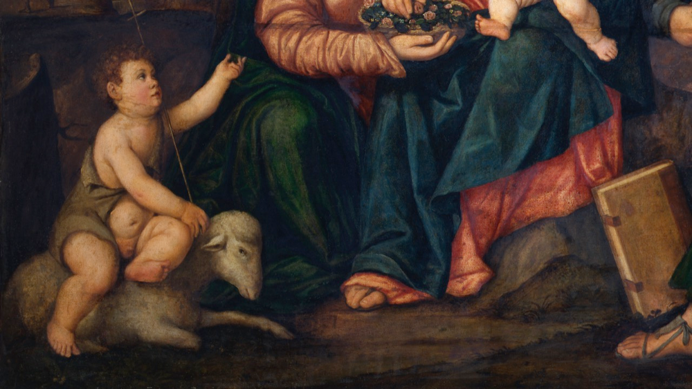 Bonifacio Veronese (Verona 1487 - Venice 1553), Holy Family with Saints John, Dorothy and Andrew; first half 16th century; oil on canvas; 128 x 182 cm (detail); © Musei Vaticani