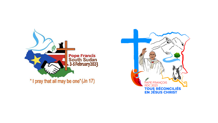Popiežiaus planuojamų kelionių į Pietų Sudaną ir Kongo DR logotipai