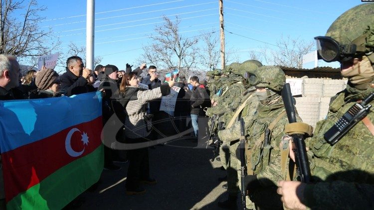 Azerbaijani protesters reportedly blocked the Lachin Corridor