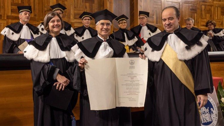 Honorary degree award ceremony for English economist Nicholas Herbert Stern at the Università Cattolica del Sacro Cuore in Milan 