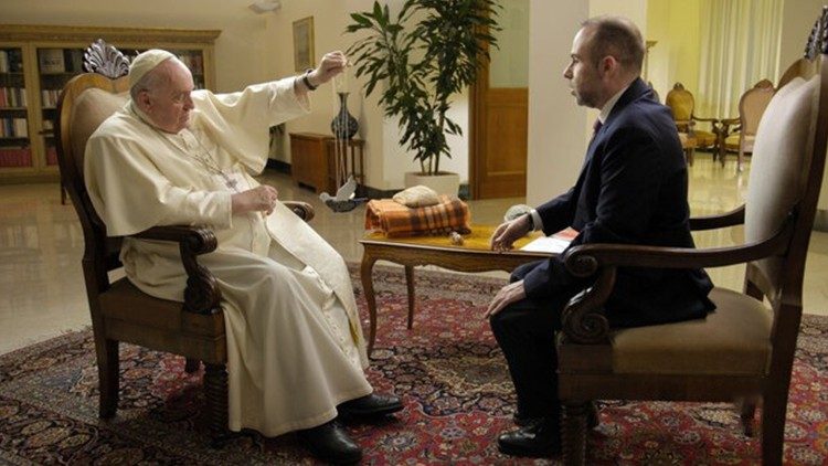 Pope Francis speaks to journalist Fabio Marchese Ragona