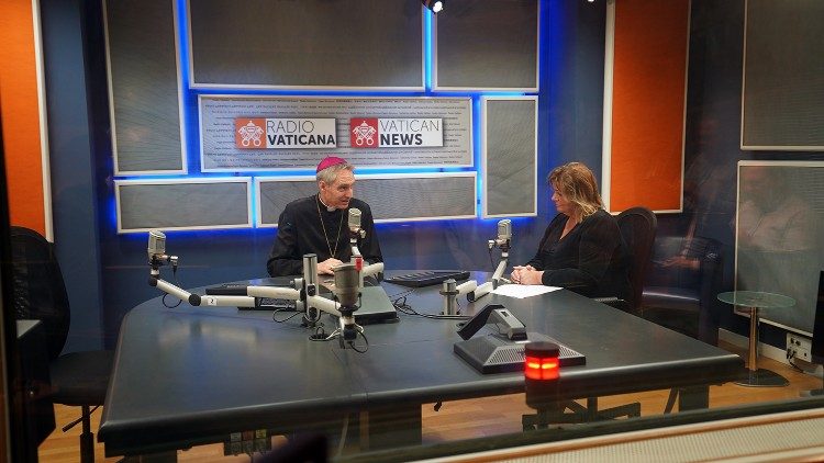 Archbishop Georg Gänswein in the studios of Vatican Radio