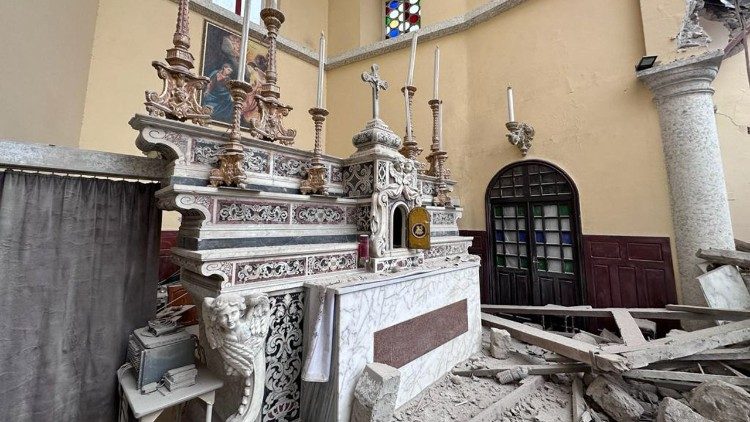 High altar in the ruined cathedral