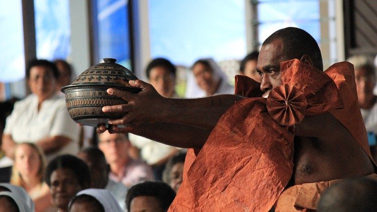 Typical offertory procession in Fiji