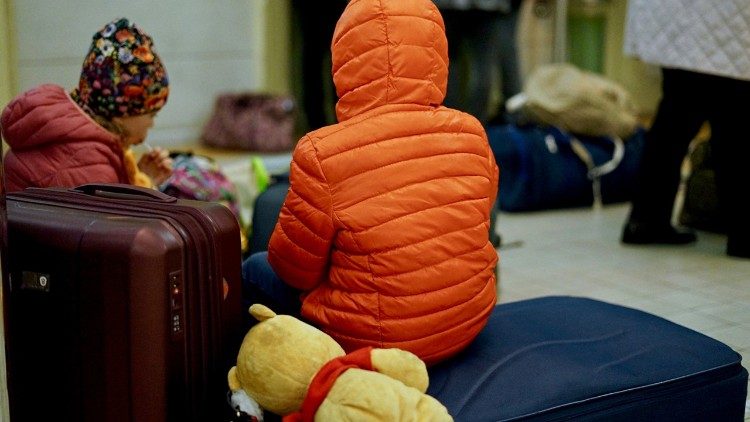 Refugiados ucranianos en la estación de tren de Przemysl (Polonia)