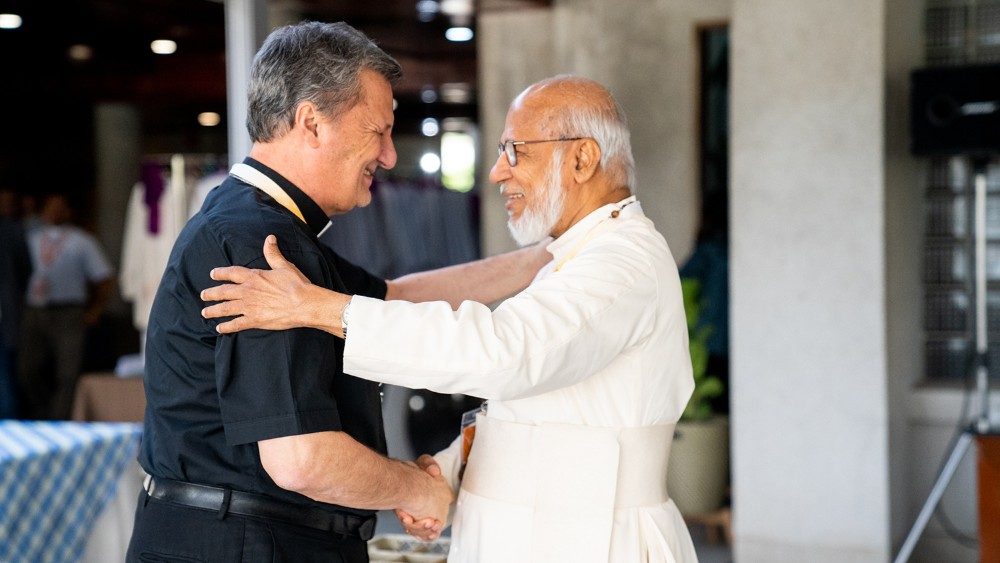 A synodal embrace between Cardinal Mario Grech and Cardinal George Alencherrry