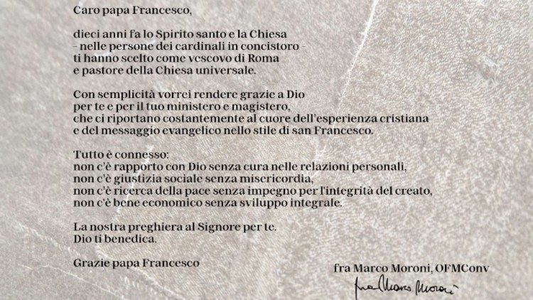 Lettera al Papa dei frati minori conventuali