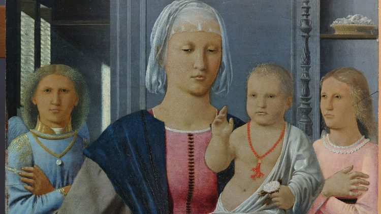 Piero della Francesca, Madonna col Bambino e angeli detta Madonna di Senigallia (particolare), 1474 circa, olio e tempera su tavola, Urbino, Galleria Nazionale delle Marche © MiC – Galleria Nazionale delle Marche – Ph. Claudio Ripalti