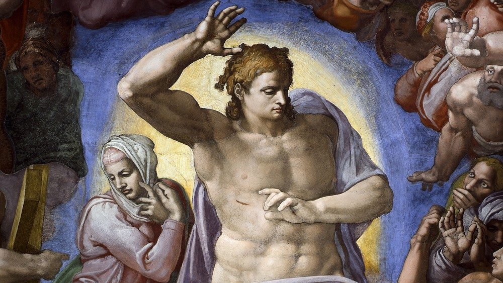 Michelangelo, Christus als Weltenrichter (Detail), Jüngstes Gericht, Fresko, 1536-41, Sixtinische Kapelle ©Musei Vaticani