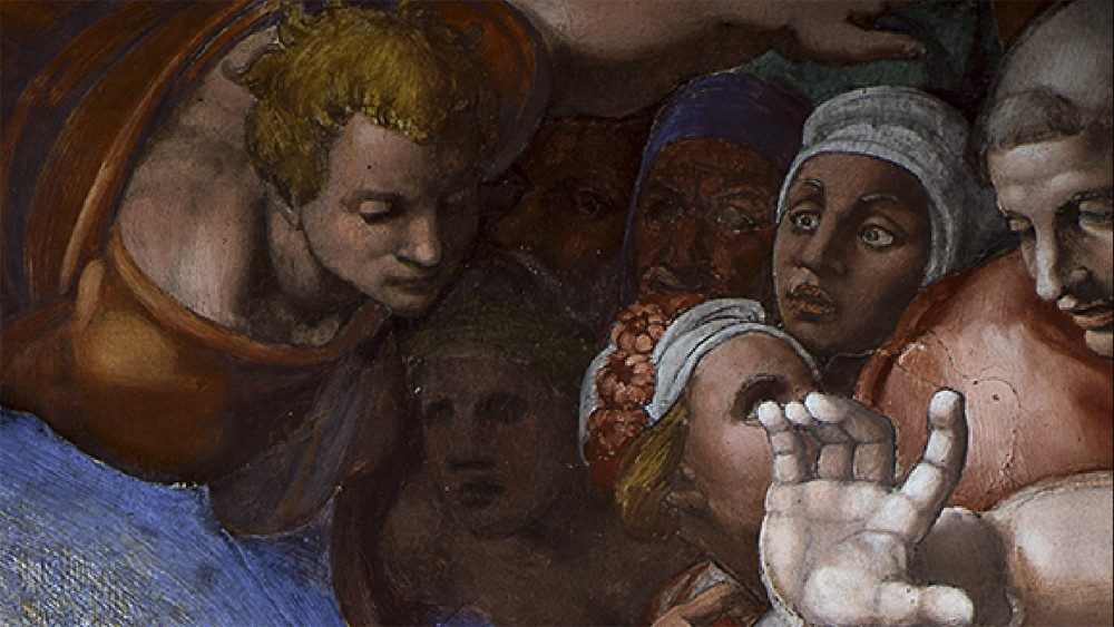 Michelangelo, Christus als Weltenrichter (Detail), Jüngstes Gericht, Fresko, 1536-41, Sixtinische Kapelle ©Musei Vaticani