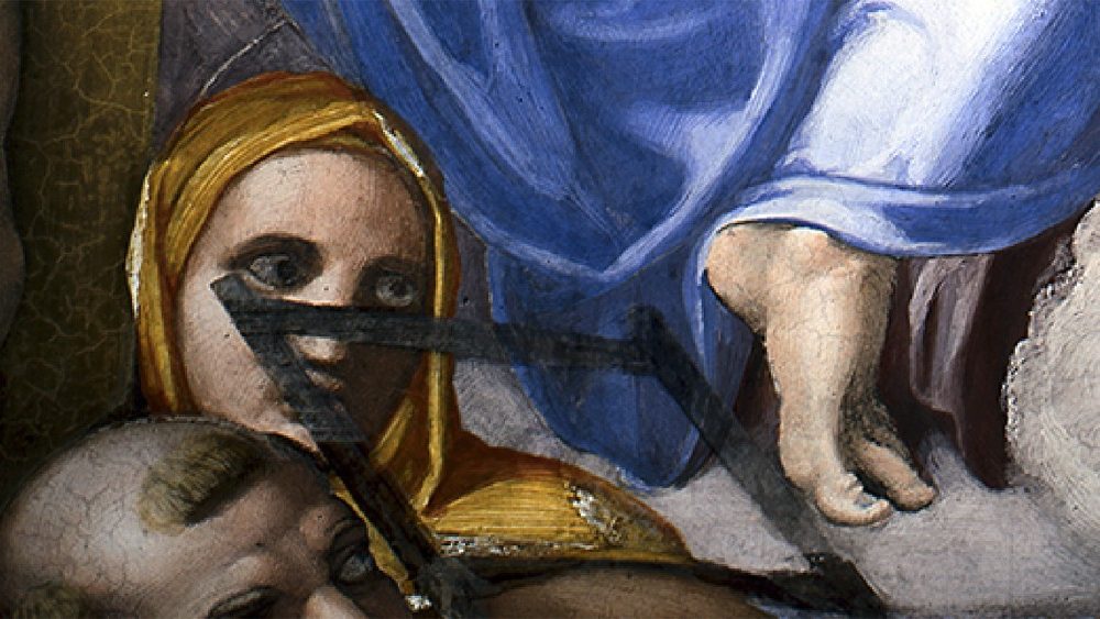 Michelangelo, Christus als Weltenrichter (Detail), Jüngstes Gericht, Fresko, 1536-41, Sixtinische Kapelle ©Musei Vaticani