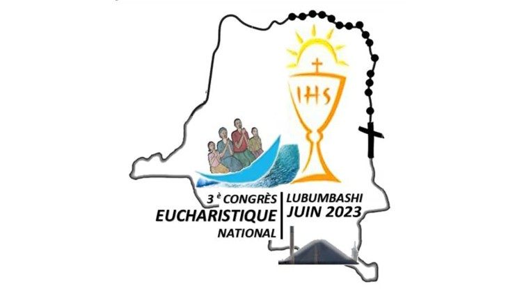 Logotipo do III Congresso Eucarístico Nacional da RDC (4-11 junho 2023)