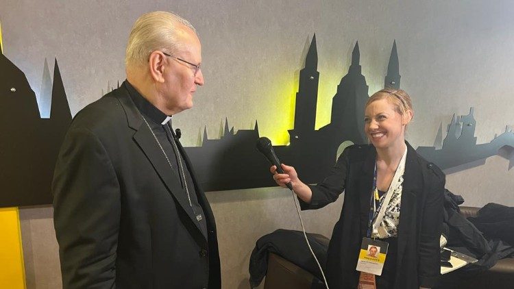Cardinal Peter Erdo with Deborah Castellano Lubov