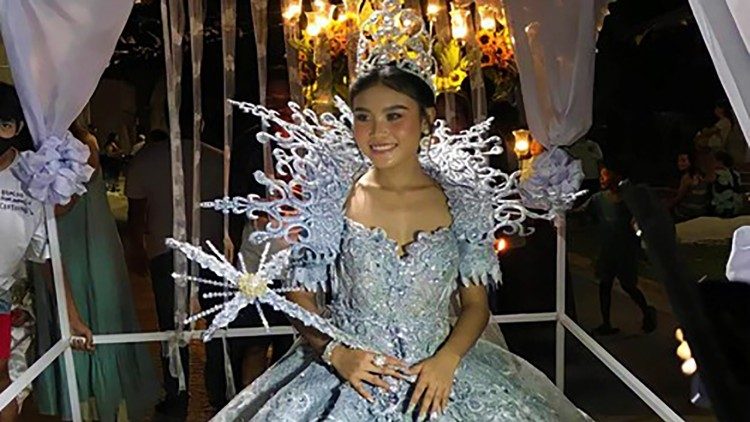 Reicee Molanda, a Reyna Elena at Santacruzan procession (courtesy of Reicee Molanda)