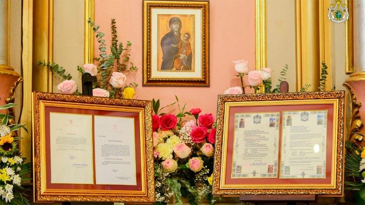 Decree papers from Rome in Diocesan Shrine of Our Lady of the Abandoned Parish  (courtesy of Patrick Dominick Romero)