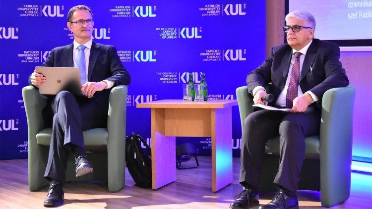 Dr Massimiliano Menichetti (left) and Dr Andrea Tornielli at the John Paul II Catholic University of Lublin 