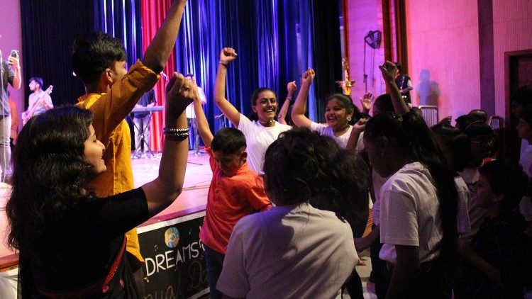 Band members interact with the young audience