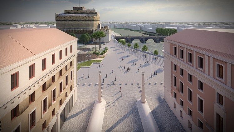 Intervento a Via della Conciliazione post operam (foto fornita dall'ufficio stampa del Comune di Roma)