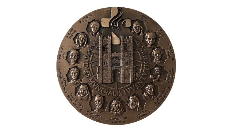 Rovescio della Medaglia Commemorativa per la Gmg di Lisbona, versione in ottone dorato