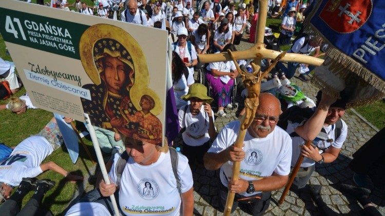Pilgrims at Jasna Gra, Poland's national shrine of Our Lady of Czestochowa