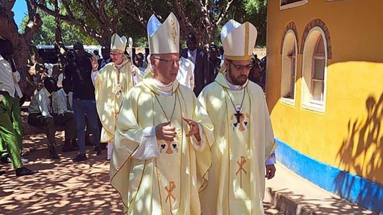 Cardinal Parolin processes into Mass in Rumbek
