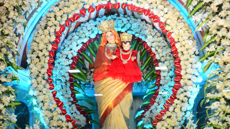 The image of Our Lady is adorned with new decorations daily during the novena