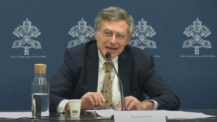 Dr. Paolo Ruffini, the Prefect of the Vatican's Dicastery for Communication, holds daily the Synod briefing