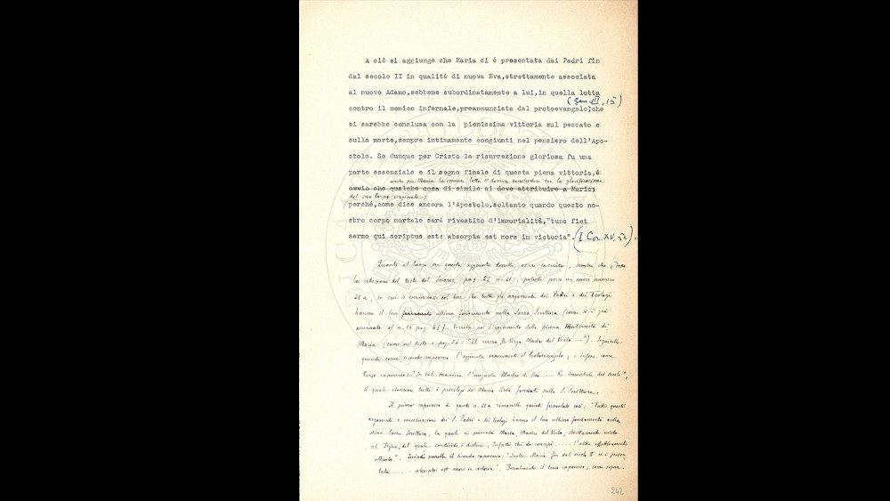La Costituzione dogmatica Munificentissimus Deus con aggiunte autografe di Pio XII (fasc. 1.242 C Archivio storico per la Dottrina della Fede) 