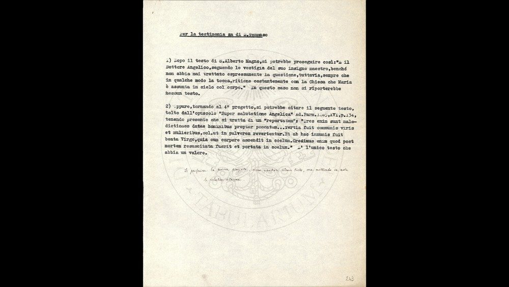 Note a margine autografe di Pio XII (fasc. 1.243 C Archivio storico per la Dottrina della Fede)