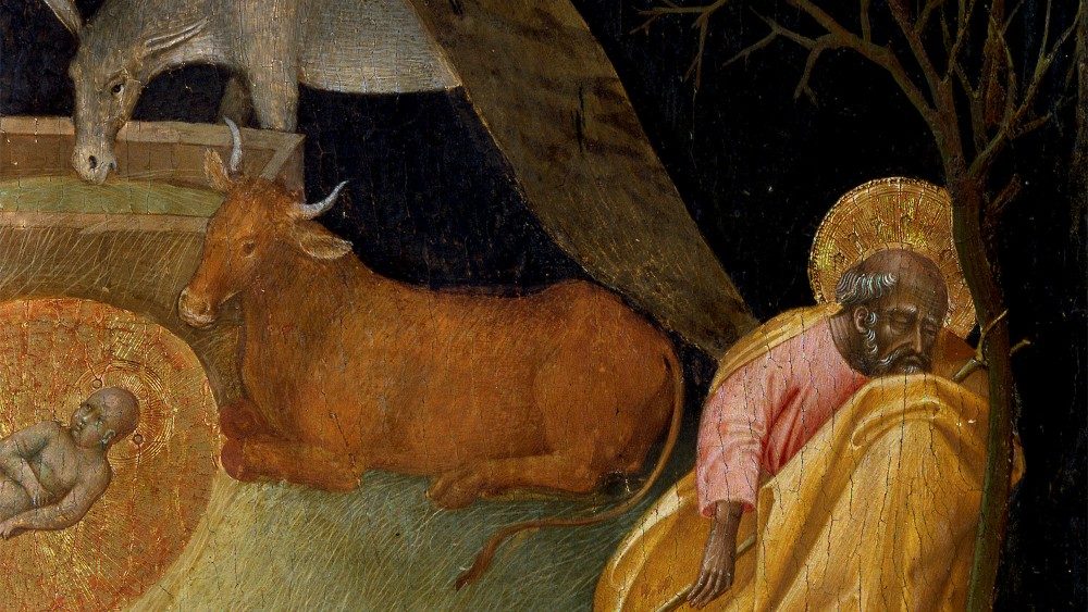 Giovanni di Paolo (Siena ca. 1398 - 1482), Nativity and Annunciation to the Shepherds, ca. 1440, Tempera and gold on panel, Predella compartment, ?Vatican Museums